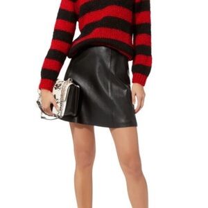 Veda Size Large Black Leather Mini Skirt Lined Made in USA